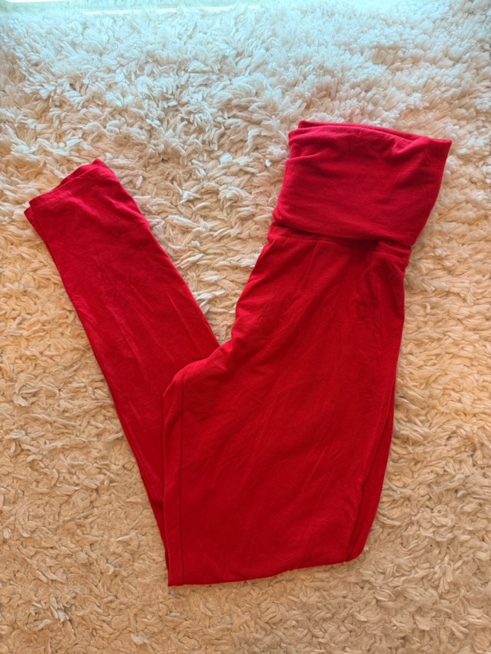 aerie Red Fold-Over Waist Leggings